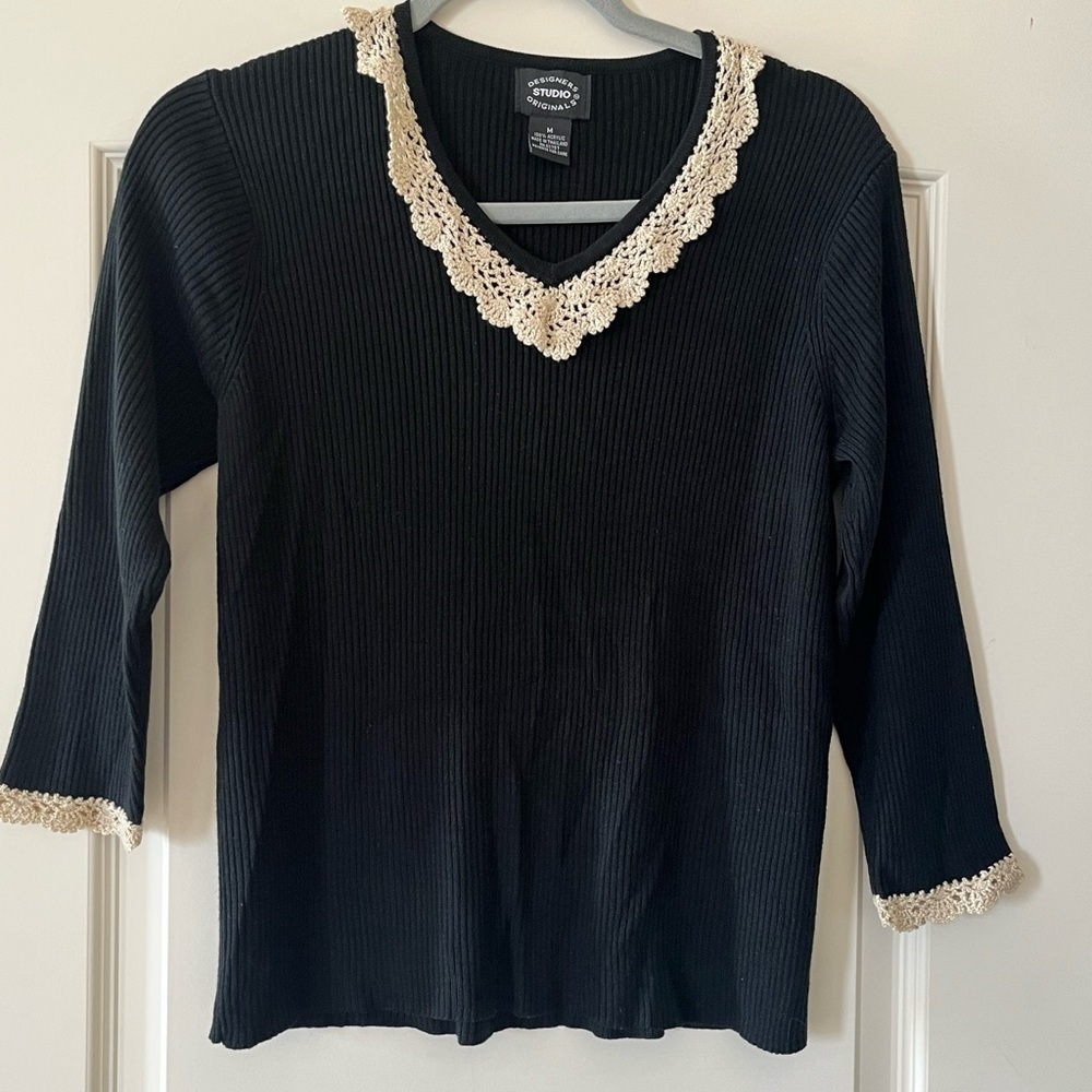 Designers Originals Black Top with Cream Lace